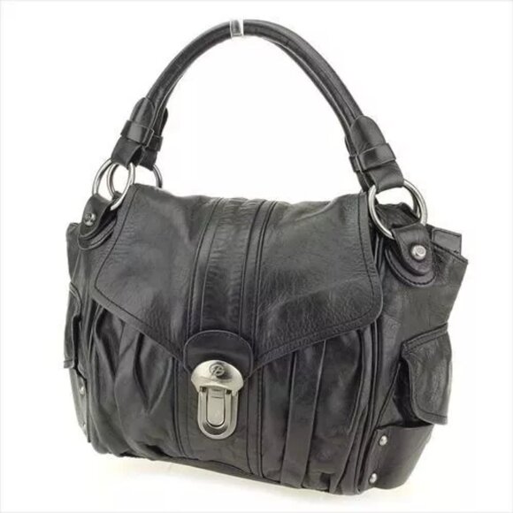 Francesco Biasia Bag Handbag Black Silver leather Woman Authentic